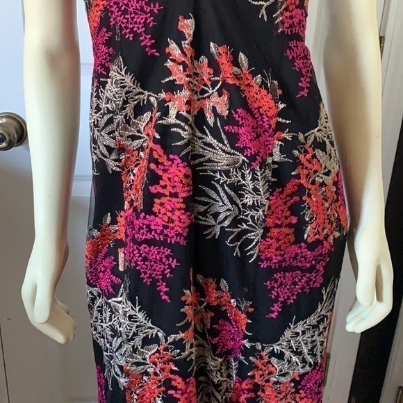 𝅺EUC Stunning Jay Godfrey Cocktail Dress Gown Flor Shimmer Print Size 12 - Picture 4 of 11